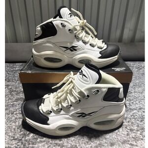 Reebok Question Mid "Why Not Us?" Basketball Sneaker Black White Size 9 GX5260